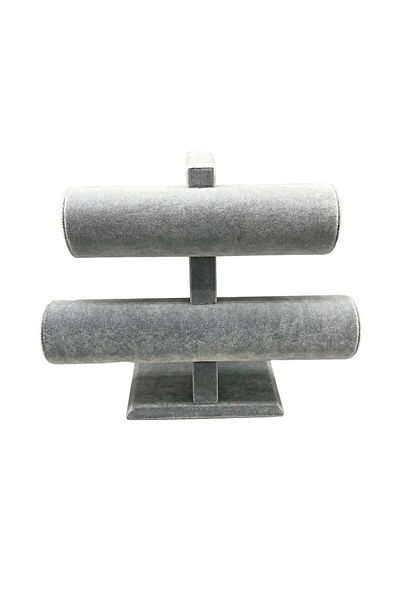MeGass Dekor Εγχώριας παραγωγής Suede Coated Grey Χρώμα 26/18 cm Βάση προβολής βραχιολιού ρολογιού δύο σταδίων