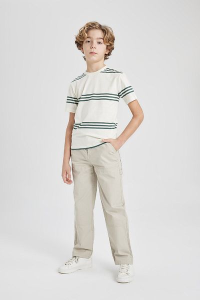 DeFacto Boy's Crew Neck Striped Short Sleeve T-Shirt B5932a824sm