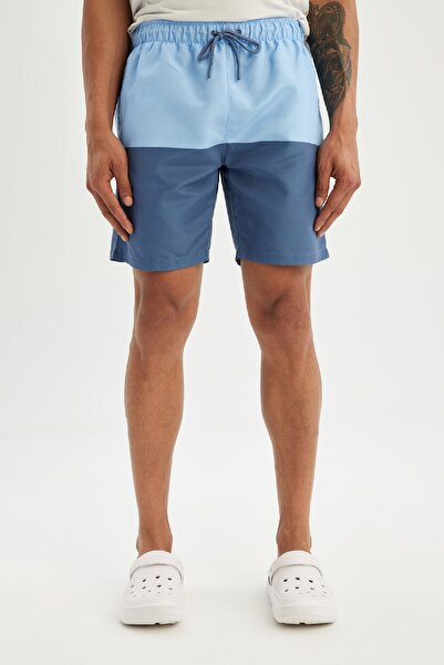 DeFacto Regular Fit Renk Bloklu File Astarlı Diz Üstü Deniz Şortu Z8108az24hs