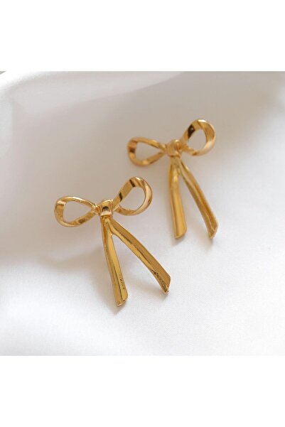 Power Es Kararmaz Paslanmaz 316L Kurdele Modeli Gold Renk Çelik Küpe