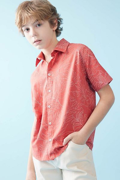 DeFacto Boys Oversize Wide Fit Print Polo Neck Short Sleeve Shirt B6540A824Sm