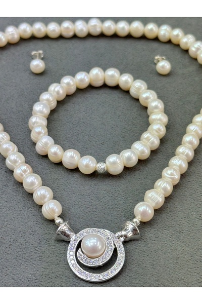 DURAN TAKI TASARIM Gümüş Doğal Inci Set