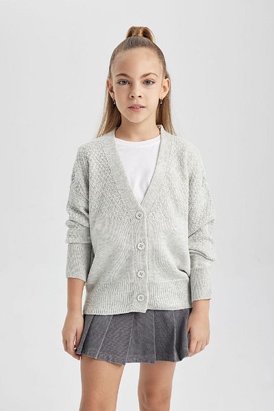 DeFacto Girl's Knitwear V-Neck Cardigan - B5891A823Wn