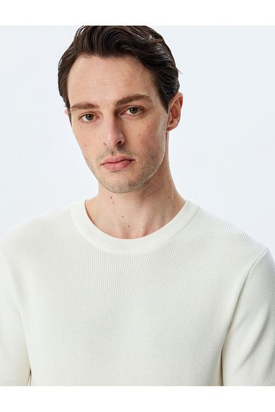 Koton New Season Crew Neck Regular Fit Viscose Blended Short Sleeve Knitwear T-Shirt