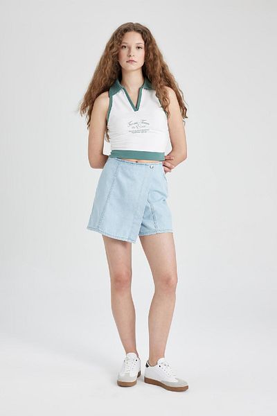 DeFacto Magas derekú Mini Jean Shorts szoknya B8292AX24SM