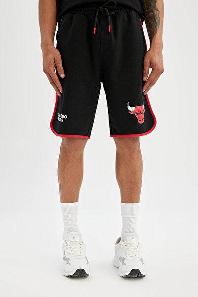 DeFacto Fit Nba Chicago Bulls Standart Fit Cepli Bermuda Şort A3822ax24sm