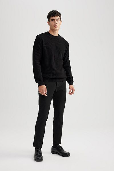 DeFacto Standard Fit Normal Cut Crew Neck Muline Pattern Knitwear Sweater A5181Ax24Sp