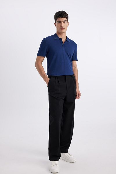 DeFacto Slim Fit přiléhavé tričko s krátkým rukávem Bavlna Modal Blended Basic Plain Polo tričko M6609az24sp