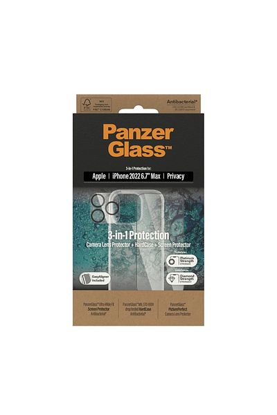 PanzerGlass شاشة حماية للهاتف بالكامل لحماية الخصوصية لهاتف ايفون 14 بلس 6.7 انش من بانزرجلاس حافظة، أسود زجاج