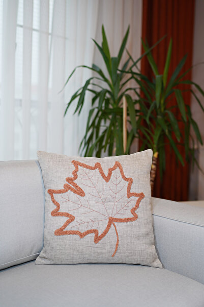 HomeSepet Husă de pernă din in brodat Punch cu model de frunze de platán (2 b...