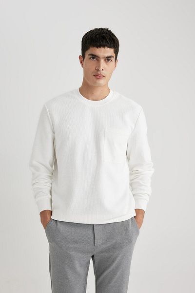 DeFacto Φούτερ με υφή με λαιμόκοψη Regular Fit B6497ax24sp