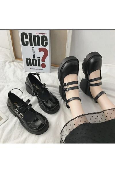 EDVESS Pantofi în stil gotic Lolita din piele neagră Oxford College Harajuku
