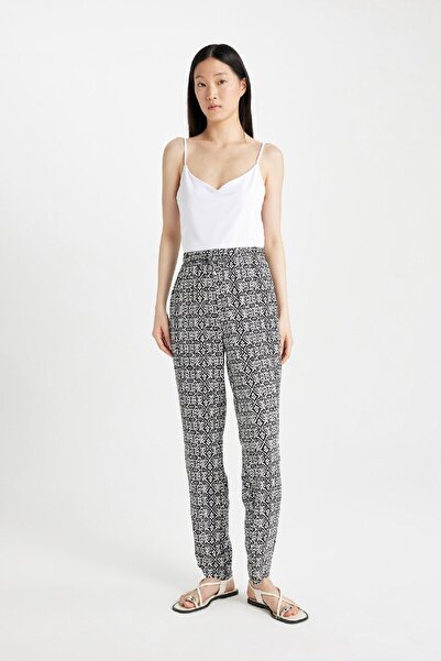 DeFacto Viscose Harem Fabric Pants Patterned High Waist with Pockets I3709Az24Sm