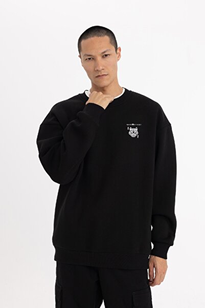 DeFacto Φούτερ με στάμπα με λαιμόκοψη μεγάλου μεγέθους B8122ax23cw