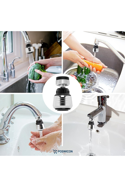 poswicon Mutfak ve Banyo İçin İdeal! 360° Hareketli, Su Tasarruflu Musluk Ucu