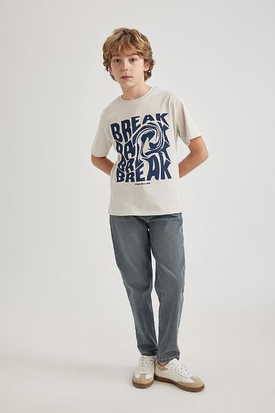 DeFacto Boy's Balloon Fit Straight Leg Jean Trousers B6453A824SM