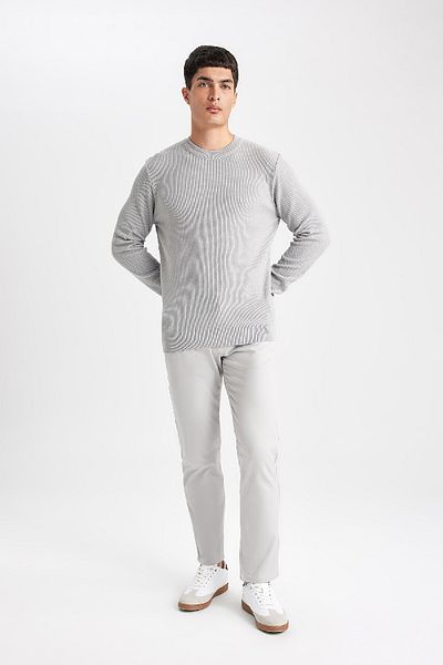 DeFacto Standard Fit Normal Cut Crew Neck Muline Pattern Knitwear Sweater A5181Ax24Sp