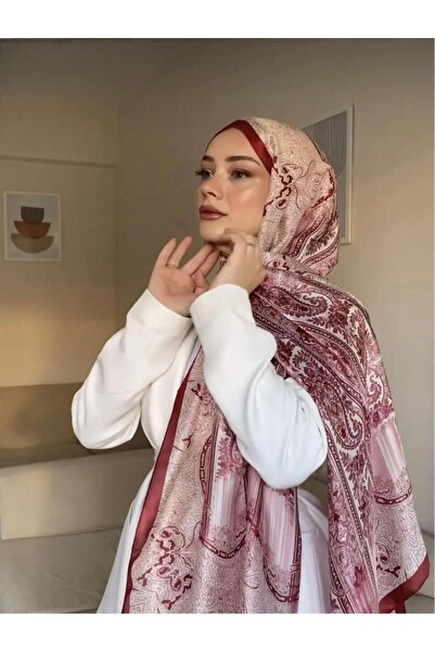incili dükkan İncili Dükkan Etnik Desen İthal Vual İpek Şal - Kırmızı