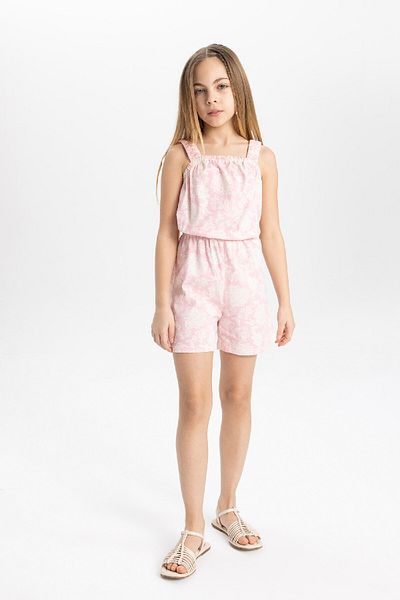 DeFacto Gemusterter kurzer Jumpsuit mit Trägern für Mädchen B4814A824SM