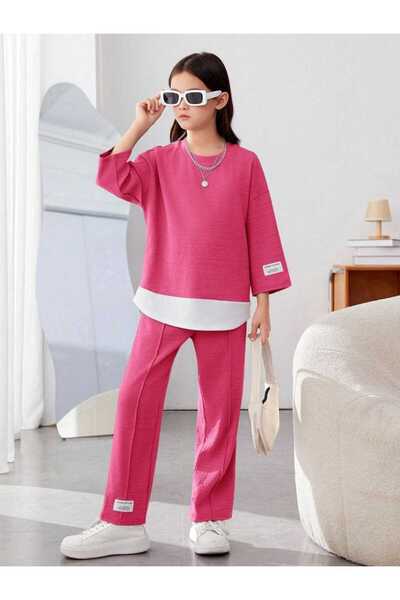 VESTIR BIEN Unprinted Skirt Piece 100% Cotton Children's Top and Bottom Set