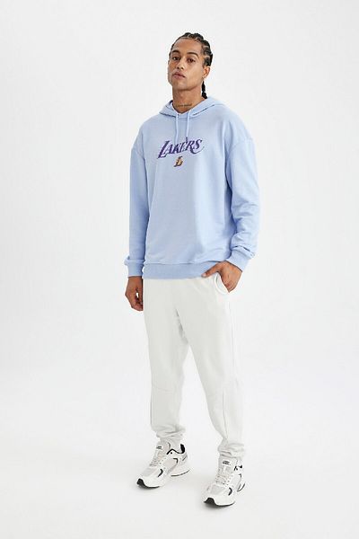 DeFacto Los Angeles Lakers Nba Hooded Back Printed Fit Sweatshirt B3893Ax24Sp