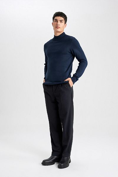 DeFacto Slim Fit Slim Fit Poloviční rolák Základní hladký pletený svetr R1127Az24Sp