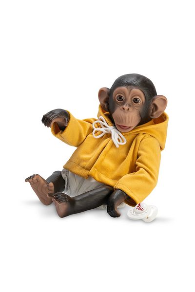 Asivil S.L. Reborn Monkey with Diaper, Yellow Hooded Outfit and Pacifier