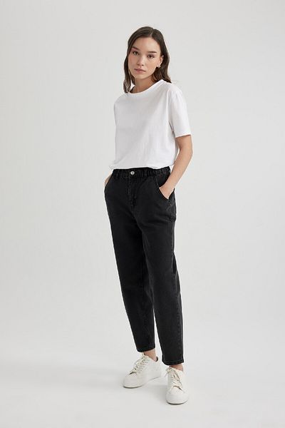 DeFacto Paperbag High Waist Light Straight Leg Ankle Length Jean Trousers B8221ax24sp