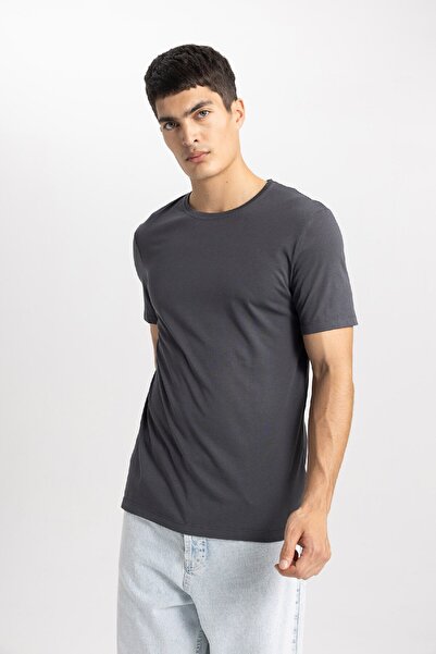 DeFacto Slim Fit Slim Fit Crew Neck Modal Blended Cotton Basic Plain Short Sleeve T-Shirt M6606Az24Sp