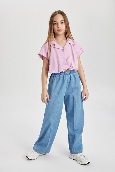 DeFacto Girl's Crop Short Sleeve Shirt B5063a824sm