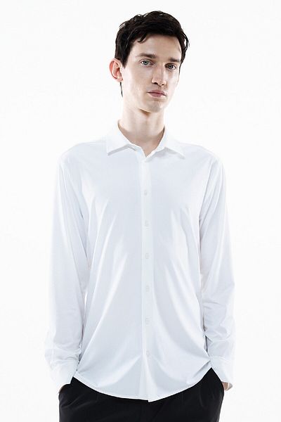 DeFacto Slim Fit Slim Fit Polo Neck Ευέλικτο ύφασμα Basic μασίφ μακρυμάνικο πουκάμισο B6491ax24sp