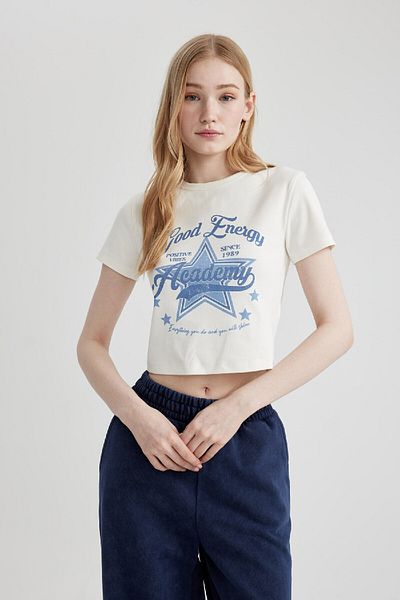 DeFacto Tricou cu mânecă scurtă cu imprimeu, îmbogățit, B7063ax24sm