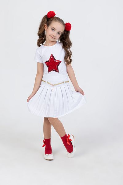 Besimo Kids Star Lacy Embroidery T-Shirt Girl's 23 April Show Clothes