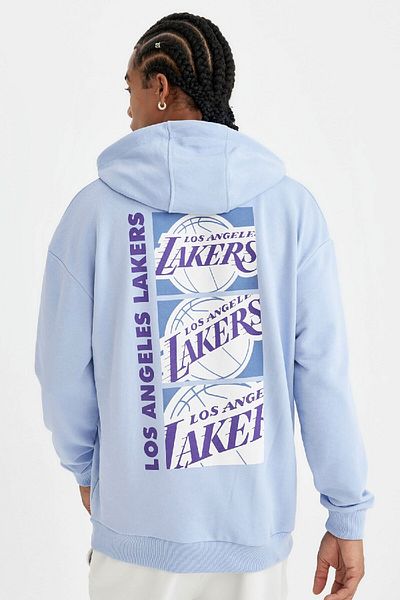 DeFacto Los Angeles Lakers Nba Hooded Back Printed Fit Sweatshirt B3893Ax24Sp