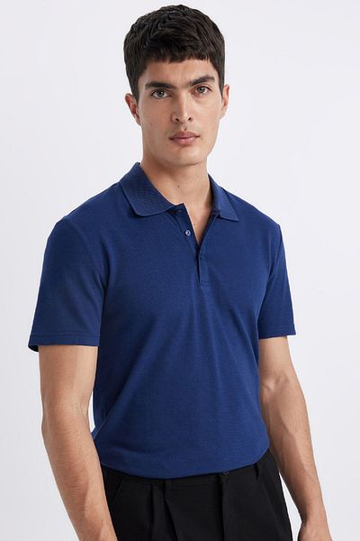 DeFacto Slim Fit přiléhavé tričko s krátkým rukávem Bavlna Modal Blended Basic Plain Polo tričko M6609az24sp