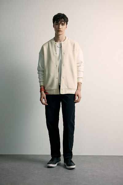 DeFacto College Collar Bomber Cardigan - Oversize with Soft Feather, Pockets, Snap Closure Model B8157Ax24Sp