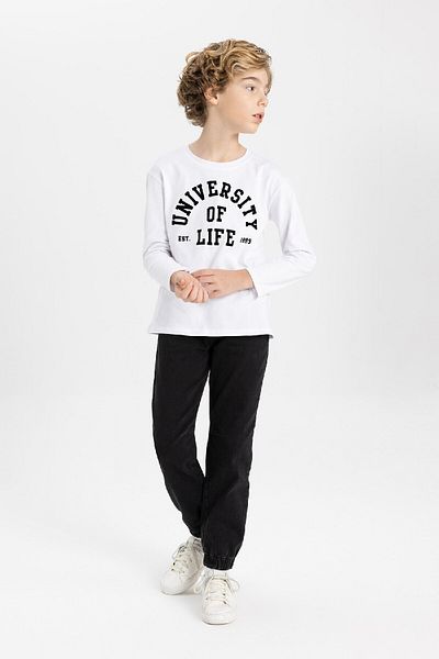 DeFacto Boy's Jogger Jean Trousers - Lace-Up Waist, Elastic Leg, Pocket B8943A824Sp