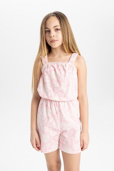 DeFacto Gemusterter kurzer Jumpsuit mit Trägern für Mädchen B4814A824SM