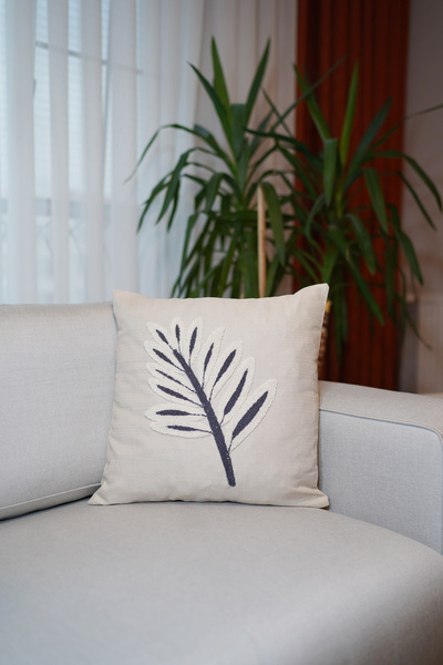 HomeSepet Панч вишитий льняний чохол для подушки з пальмовим візерунком (2 ШТУКИ)