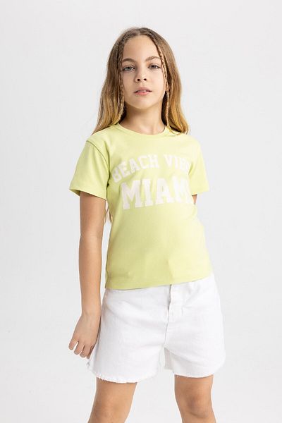 DeFacto Κοριτσίστικο κοντομάνικο μπλουζάκι - Crew Neck, Slim Fit, Printed Camisole B5102a824sm