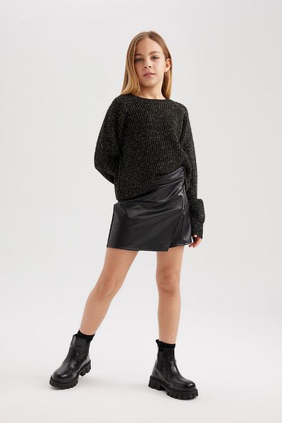DeFacto Girl's Crew Neck Knitwear Sweater B4069A823Wn