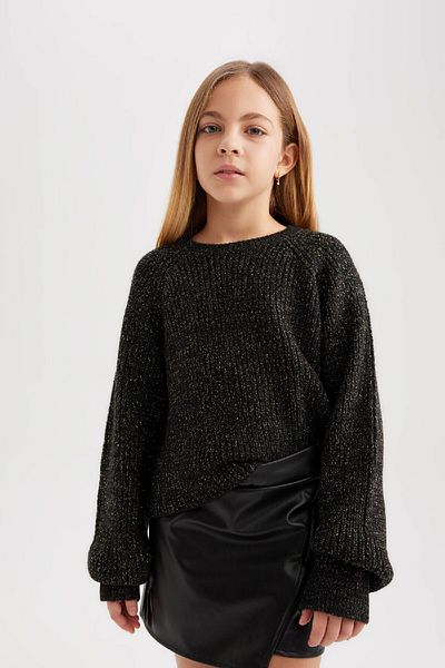 DeFacto Girl's Crew Neck Knitwear Sweater B4069A823Wn