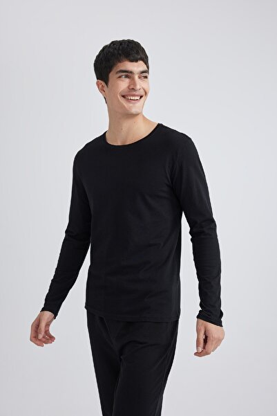 DeFacto Slim Fit Slim Fit Crew Neck Basic Solid Long Sleeve Sleepwear Top Z2771Az24Sp