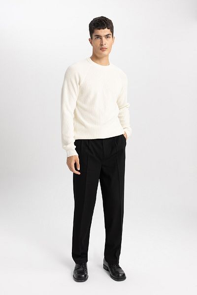 DeFacto Standard Fit Normal Cut Crew Neck Basic Plain Knitwear Sweater A8458Ax24Sp
