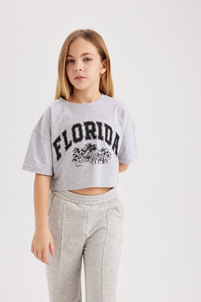 DeFacto Női gyermek Crop Crew nyakú 2 csomagos rövid ujjú póló B7795A8NS