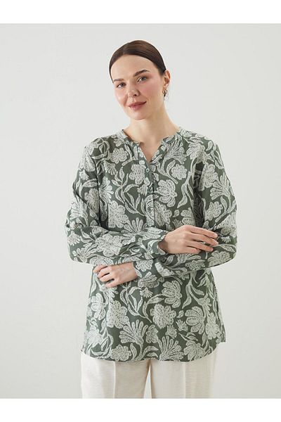 LC Waikiki Νέα σεζόν Γυναικεία Μπλούζα με μοτίβο γιακά - S53332Z8