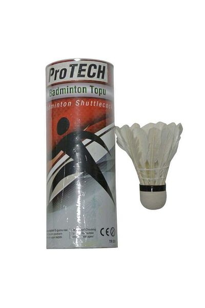 PROTECH Goose Feather in Cylinder Box 4 White Badminton Balls