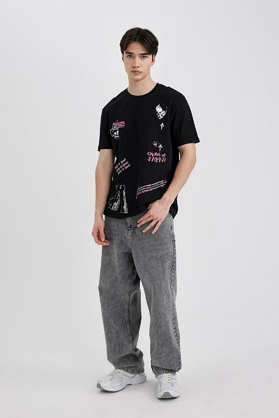 DeFacto Μπλουζάκι με κοντό μανίκι Regular Fit Crew Back Back B8844AX24SM