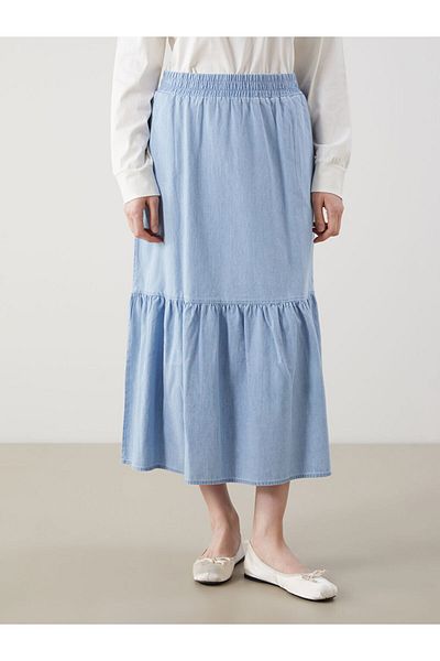 LC Waikiki New Season Women's Jean Skirt with Elastic Waist