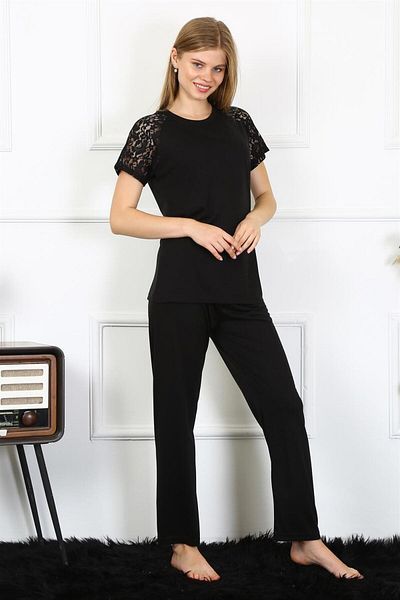 modaserdem Costum de pijama din bumbac pieptănat cu mâneci pentru femei Mdsrdm - 100% bumbac